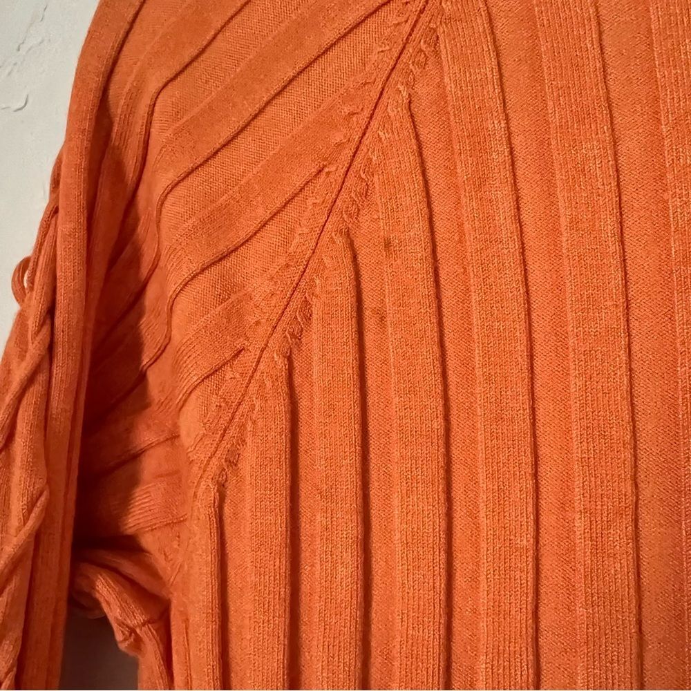 Belldini y2k Orange V-Neck Two-Way Zip Sweater Fairy Grunge‎ 2000s Ribbed Size M - Picture 8 of 9